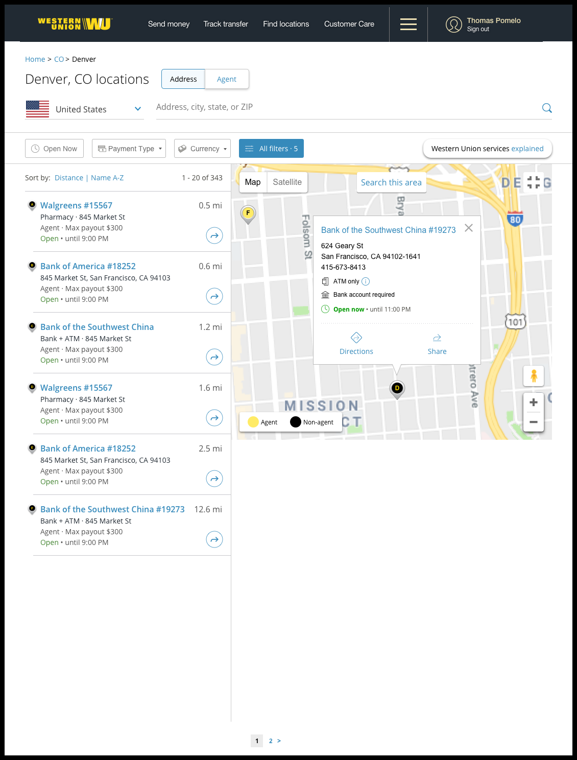 The redesigned locator — task-first search and eligibility-forward result cards (desktop).